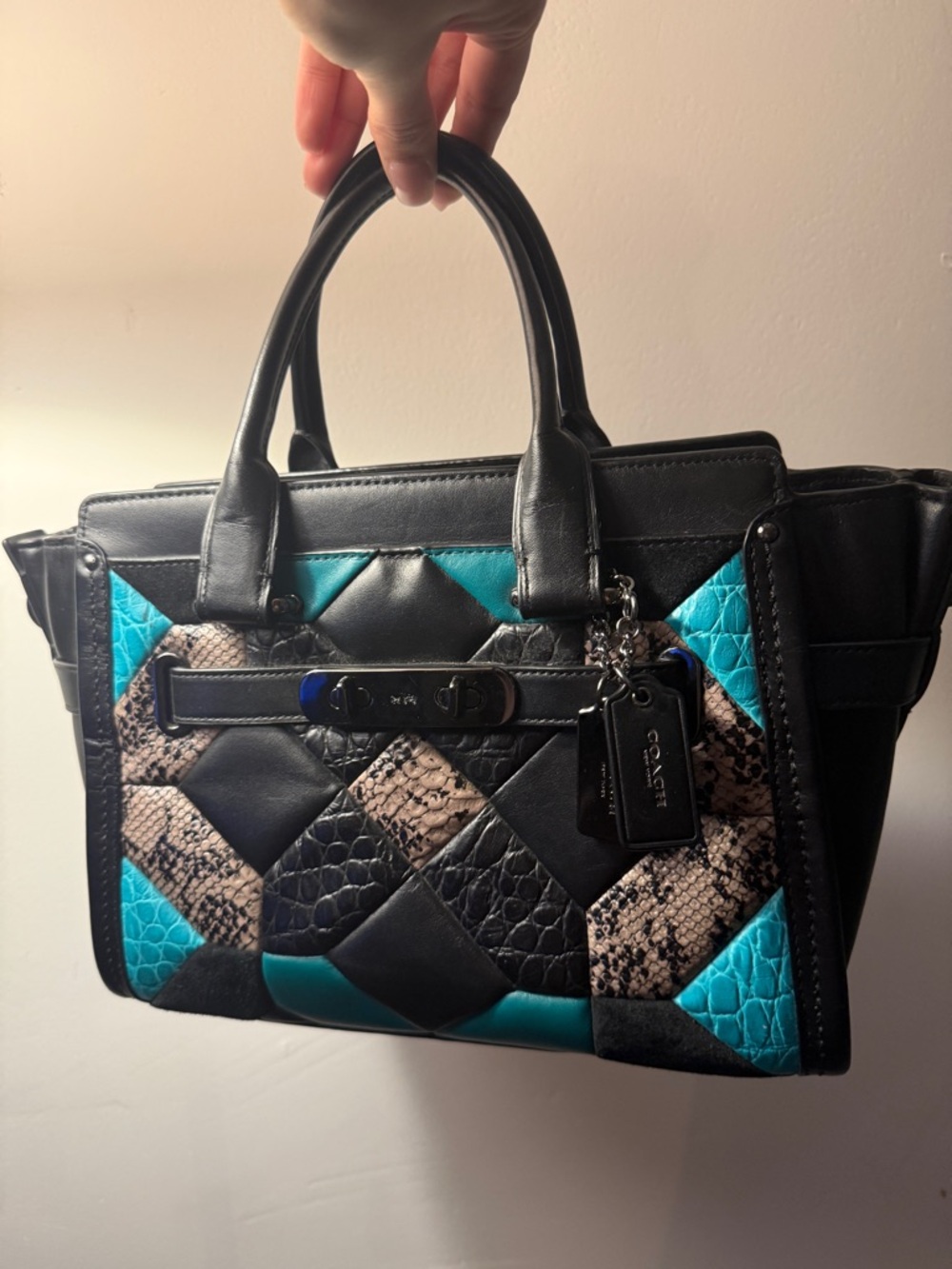 RARE ❗️Coach Swagger 27 Carryall in Canyon Quilt exotic embossed leather